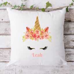 Personalised Unicorn Cushion Gift, Custom Name Pillow For Girls, Floral Bedroom Decor - thumbnail 3