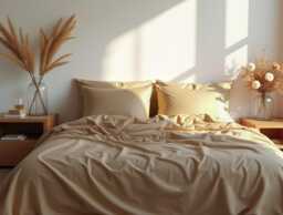 Caramel Sateen Bedding Set 1 Duvet Cover & 2 Pillowcases Cotton Satin Comforter