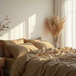 Caramel Sateen Bedding Set 1 Duvet Cover & 2 Pillowcases Cotton Satin Comforter - thumbnail 4