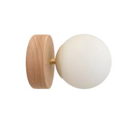 Minimal Globe Sconce Wooden Brass Wall Lamp Glass Light Boho Vanity Lighting [Apollon] - thumbnail 2