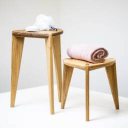 Handcrafted Acacia Wood Shower Stool Set - Waterproof Spa Decor - thumbnail 1