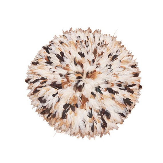 Juju Hat White With Natural Flecks- 30cm-100cmdiameter - Original From Cameroon Full Feather Wall Accessory - image 1