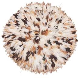 Juju Hat White With Natural Flecks- 30cm-100cmdiameter - Original From Cameroon Full Feather Wall Accessory - thumbnail 2