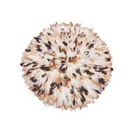 Juju Hat White With Natural Flecks- 30cm-100cmdiameter - Original From Cameroon Full Feather Wall Accessory - thumbnail 1