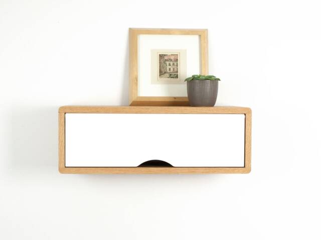 Minimalist Design Floating Shelf With Door, Mid-Century Modern, Retro Style Wall Cabinet - image 1
