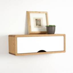 Minimalist Design Floating Shelf With Door, Mid-Century Modern, Retro Style Wall Cabinet - thumbnail 2