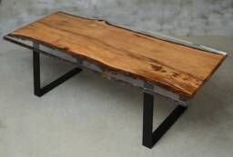 Perosnalised Resin Table, Live Egde Dining Table Made Of Oak, Wooden Epoxy With Steel Legs, Unique Architect Edge Table