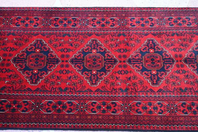 10.5 X 3.0 Ft, High Quality Afghan Runner Rug, Hallway Long 100 % Wool Red Runner, Turkmen Oriental Rug - image 1