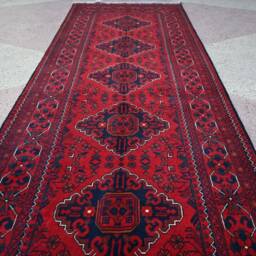 10.5 X 3.0 Ft, High Quality Afghan Runner Rug, Hallway Long 100 % Wool Red Runner, Turkmen Oriental Rug - thumbnail 4