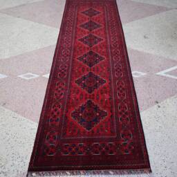 10.5 X 3.0 Ft, High Quality Afghan Runner Rug, Hallway Long 100 % Wool Red Runner, Turkmen Oriental Rug - thumbnail 2