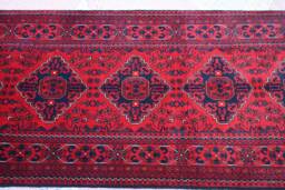 10.5 X 3.0 Ft, High Quality Afghan Runner Rug, Hallway Long 100 % Wool Red Runner, Turkmen Oriental Rug - thumbnail 1