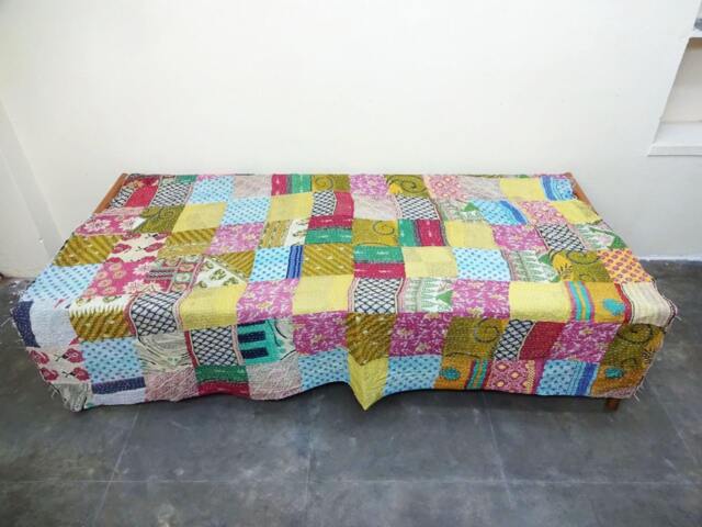 Kantha Quilt Indian Cotton Bedspread Blanket Bedding , Bed Cover, Sofa Throw , Gardern Decor - image 1
