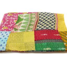 Kantha Quilt Indian Cotton Bedspread Blanket Bedding , Bed Cover, Sofa Throw , Gardern Decor - thumbnail 2