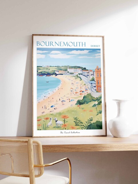 Bournemouth Travel Poster Dorset Beach Art Print - image 1