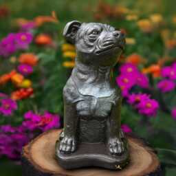 Garden Pitbull Statue Concrete Dog Figure Outdoor Guardian Boxer Decor Handmade Sculpture Dog Lover Gift Memorial Ornament - thumbnail 1