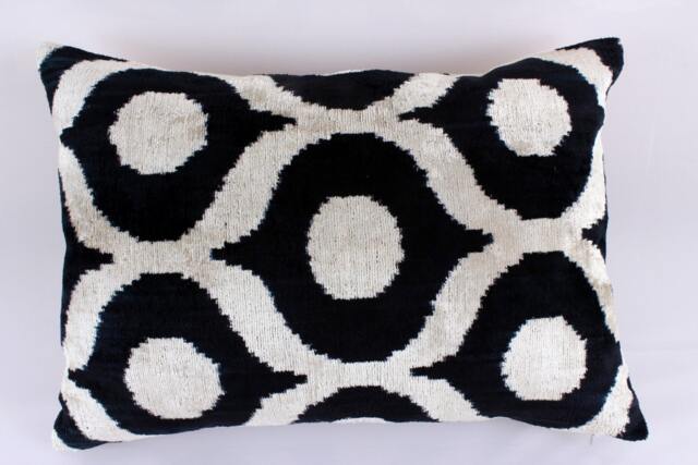 Ikat Velvet Pillow Cover, Handmade Cushion, Decorative Throw Pillow, Boho Cushion Turkish Home Decor - image 1