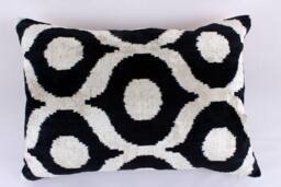 Ikat Velvet Pillow Cover, Handmade Cushion, Decorative Throw Pillow, Boho Cushion Turkish Home Decor - thumbnail 1