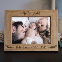 Hello World Baby Photo Frame - Personalised Photo Frame Nursery Frame- New Gift Arrival Keepsake Newborn Gift - thumbnail 1