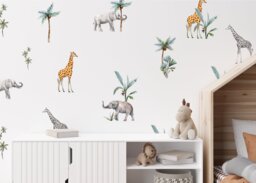 Safari Nursery Wall Decals Watercolor Giraffes & Elephants