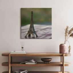 Eiffel Tower Souvenir Canvas, Picture Wall Hanging, Green Art, Travel Canvas Painting - thumbnail 2