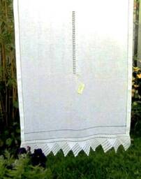 Linen & Lace Curtains, Irish Linen Handmade Hemstitched N' Drawn-Work Curtains - thumbnail 1