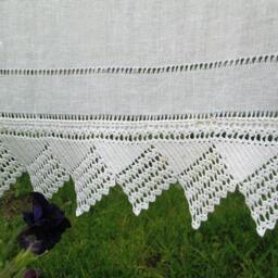 Linen & Lace Curtains, Irish Linen Handmade Hemstitched N' Drawn-Work Curtains - thumbnail 2