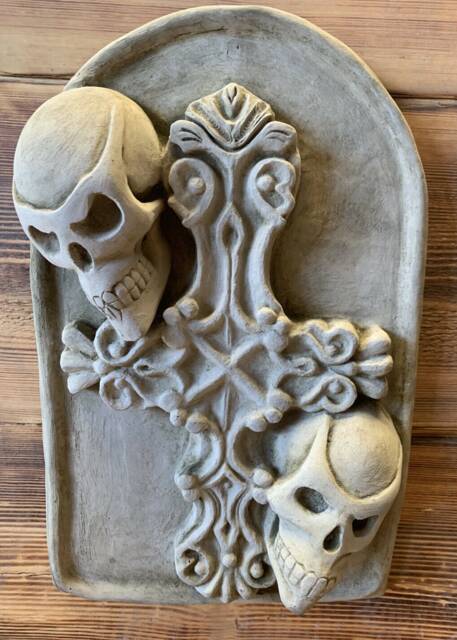 stone Garden Large Gargoyle Skull Gothic Wall Hanging Plaque Ornament - image 1