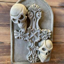 stone Garden Large Gargoyle Skull Gothic Wall Hanging Plaque Ornament - thumbnail 2