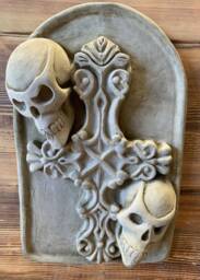 stone Garden Large Gargoyle Skull Gothic Wall Hanging Plaque Ornament - thumbnail 1