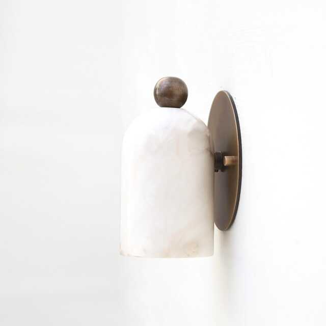 Brass Wall Sconce Light - Light- With Alabaster Shade, Ul Listed. No.0042 - image 1