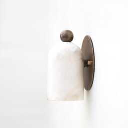 Brass Wall Sconce Light - Light- With Alabaster Shade, Ul Listed. No.0042 - thumbnail 1