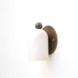 Brass Wall Sconce Light - Light- With Alabaster Shade, Ul Listed. No.0042 - thumbnail 2