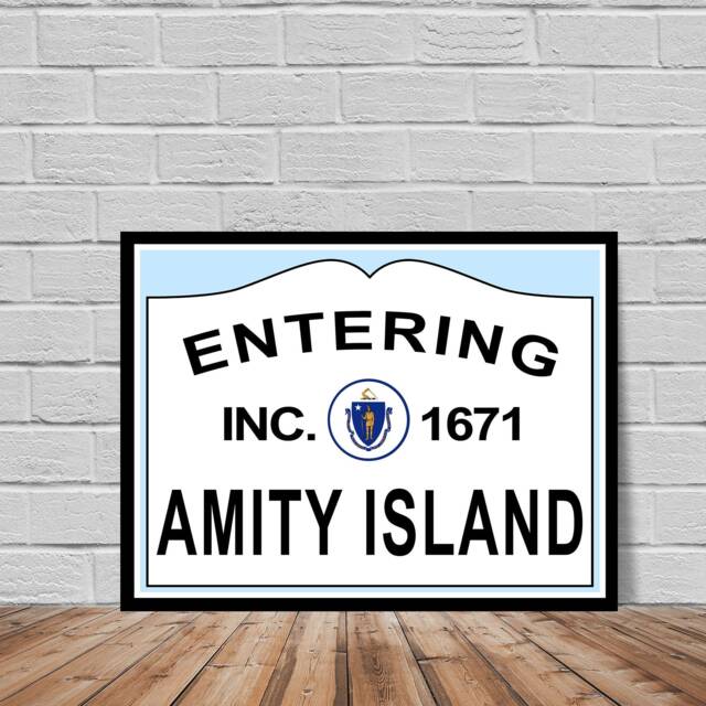 Jaws - Entering Amity Island Sign Poster Print Spielberg Wall Decor