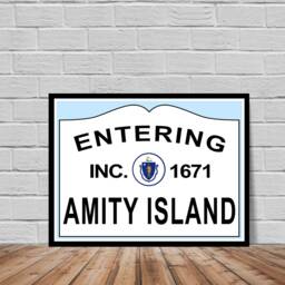 Jaws - Entering Amity Island Sign Poster Print Spielberg Wall Decor - thumbnail 1