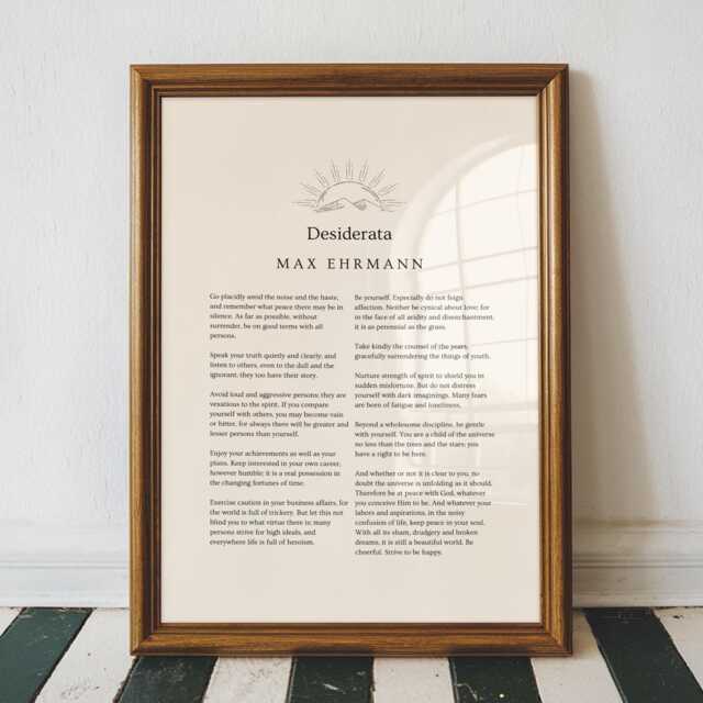 Desiderata Poem Print - Max Ehrmann Poster Wall Art Literary Poetry Inspirational Quote - image 1