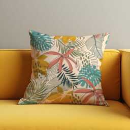 Tropical Jungle Cushion Cover, Colorful Palm & Monstera Leaf Throw Pillow Boho Summer Sofa Decor, Exotic Botanical Accent - thumbnail 3