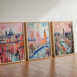 Set Of 3 London Posters, UK Travel Prints, City Wall Art Sets, Landmarks Poster British Decor For Home Or Gift - thumbnail 2
