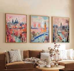 Set Of 3 London Posters, UK Travel Prints, City Wall Art Sets, Landmarks Poster British Decor For Home Or Gift - thumbnail 1
