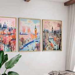 Set Of 3 London Posters, UK Travel Prints, City Wall Art Sets, Landmarks Poster British Decor For Home Or Gift - thumbnail 3