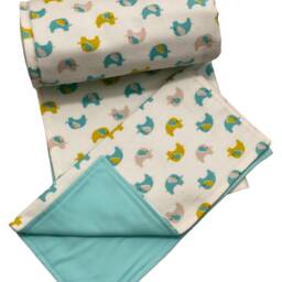 Organic Cotton Elephant Stroller Blanket - Soft Baby Newborn Gift - thumbnail 4