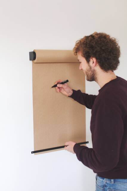 Wall Mounted Studio Paper Roller - Butcher Roll Holder Kraft Dispenser Caf?? Menu Board Hanging Daily Note Black - image 1