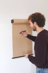 Wall Mounted Studio Paper Roller - Butcher Roll Holder Kraft Dispenser Caf?? Menu Board Hanging Daily Note Black - thumbnail 1