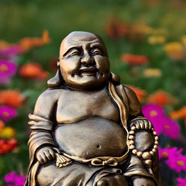 Smiling Buddha Statue Concrete Sitting Figurine Zen Stone Meditation Sculpture Cement Outdoor Decor Lover Gift Lawn Ornament - image 1