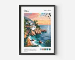 Ibiza Travel Print - Poster Island Balearic Islands Wall Art Sunset - thumbnail 1
