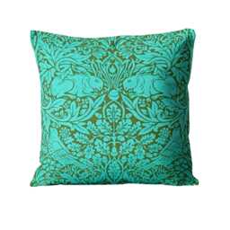 William Morris, Brer Rabbit, Ben Pentreath, Olive & Turquoise Linen Union Cushion, Throw Pillow Cover, Home Decor - thumbnail 1