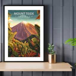 Mount Teide Travel Poster - Vintage Wall Print Scenic Mountain Landscape Destination Art A5 A4 A3 Framed Or Unframed - thumbnail 2