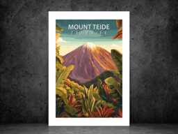 Mount Teide Travel Poster - Vintage Wall Print Scenic Mountain Landscape Destination Art A5 A4 A3 Framed Or Unframed - thumbnail 1