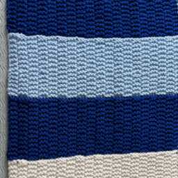 Hand-Knitted Bed Throw Blue & White Blanket - thumbnail 2