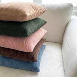 Off White Cozy Corduroy Pillow Cover, Neutral Ribbed Velvet Lumbar Cushion, Minimalist Home Decor - thumbnail 3