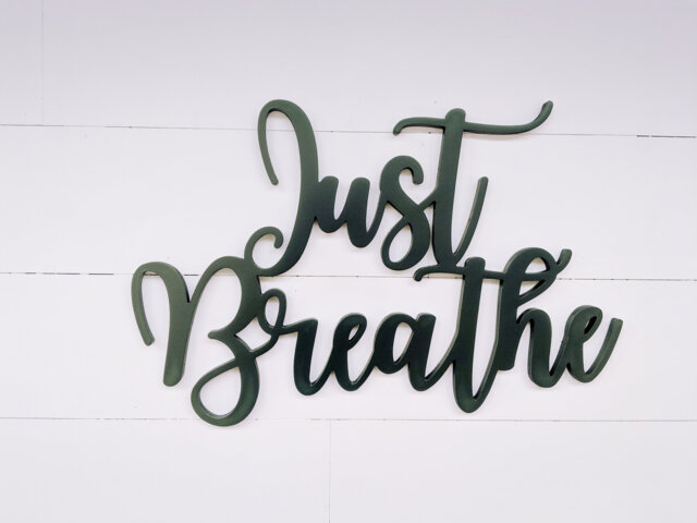Just Breathe Wood Sign - Inspirational Home Decor Wall Art Cutout - image 1